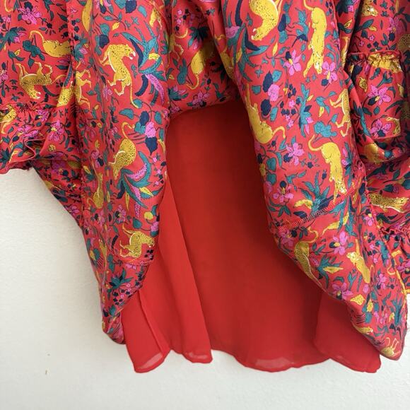 J. Crew Collection Dress Size 2 Silk Tiered Ruffle In Jungle Cat Print Midi Boho - Picture 10 of 16